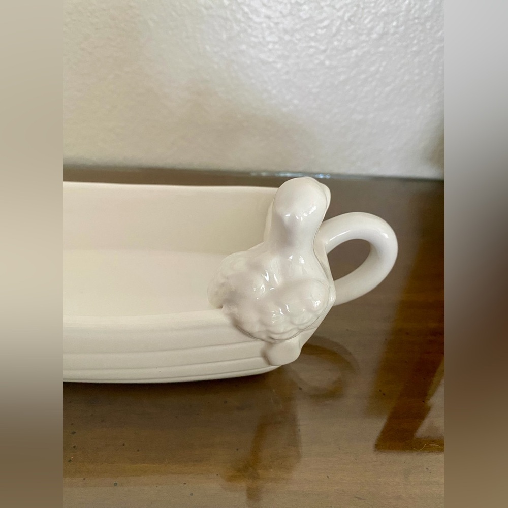 USS Gravy Boat Ship Shape Novelty Ceramic Serving Dish Gold & White - Picture 2 of 10